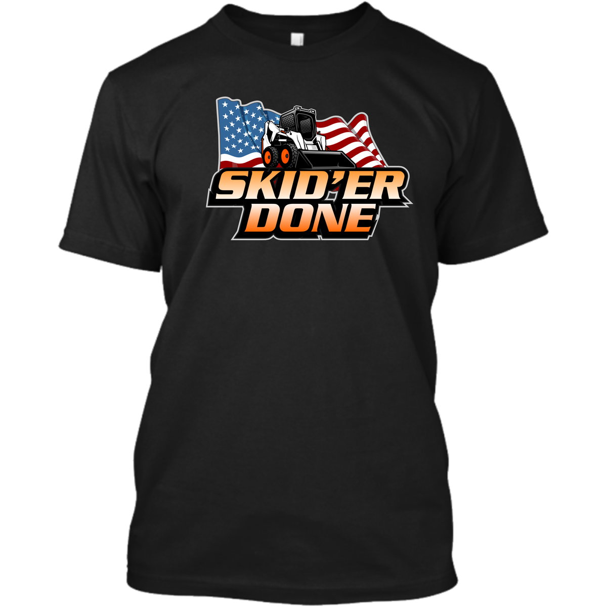 Skid'er Done - American Flag - Orange and White - Skid Steer
