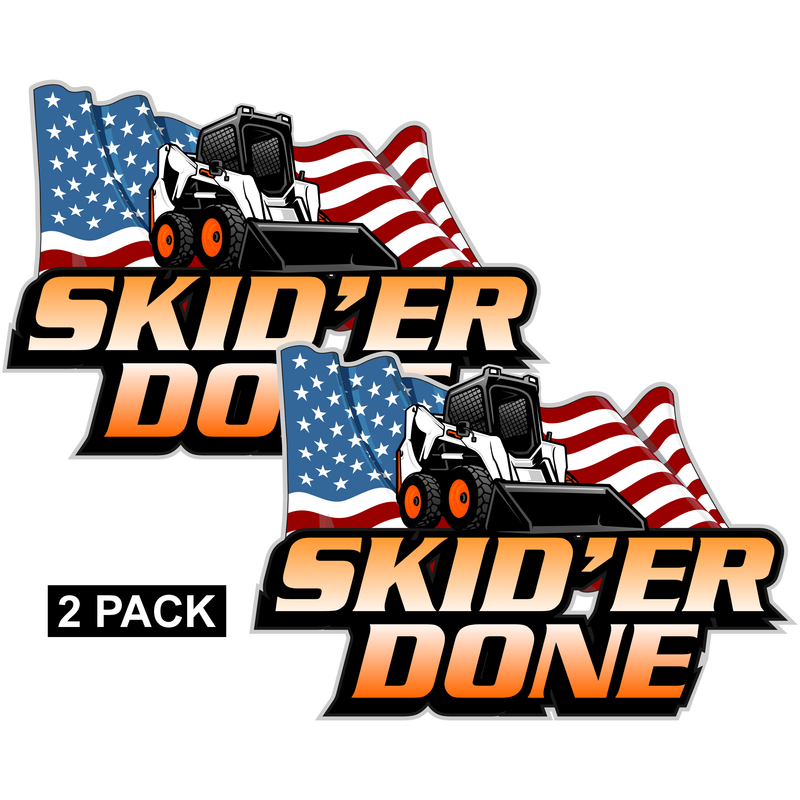 Skid'er Done - American Flag -  PermaSticker - White/Orange Skid - Free Shipping - Installation Video in Description