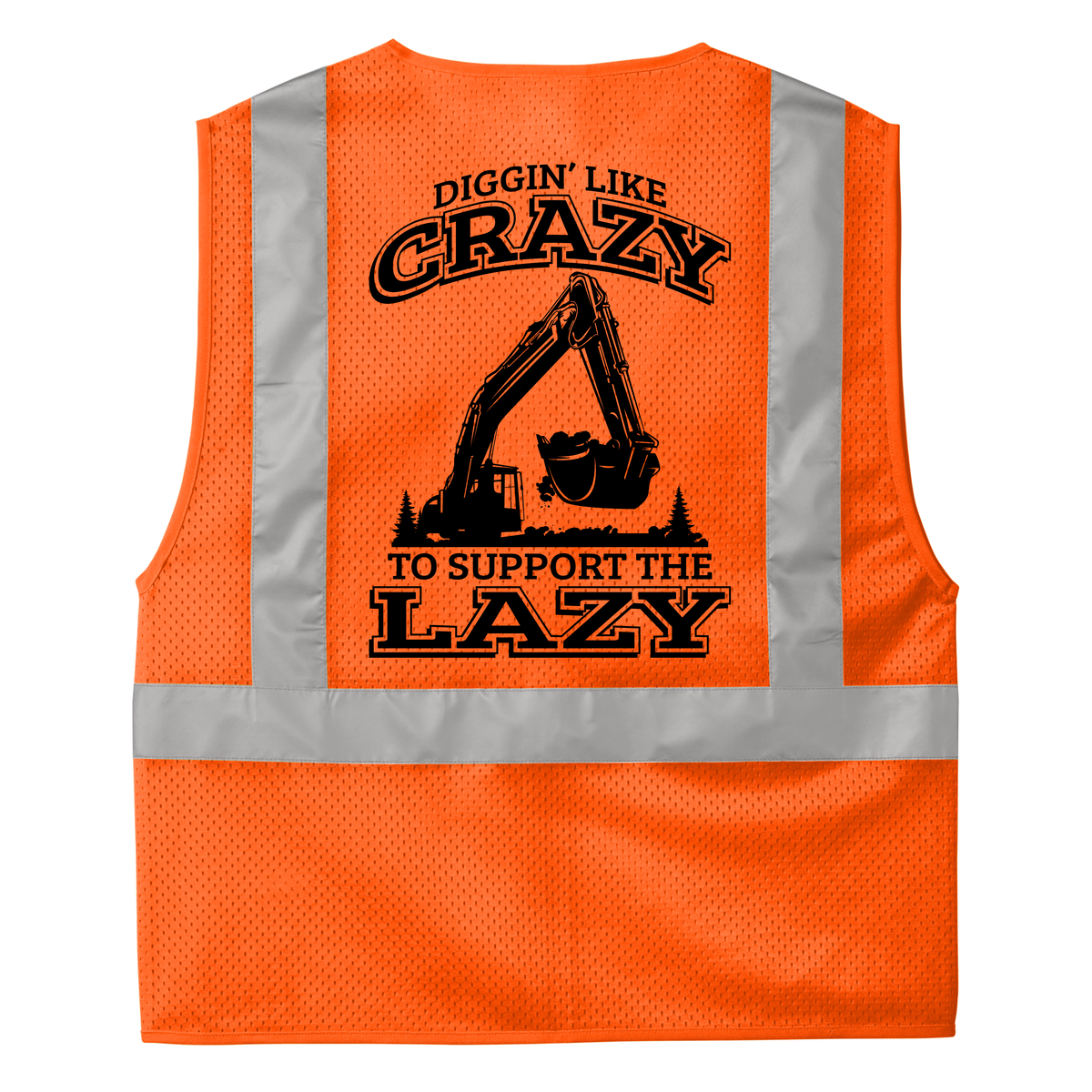 CornerStone® ANSI 107 Class 2 Mesh Zippered Vest - Diggin' Like Crazy - Excavator