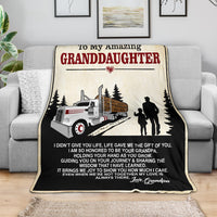 To My Amazing Granddaughter Blanket - Love Grandpa - Log Hauler - Kenworth - Free Shipping