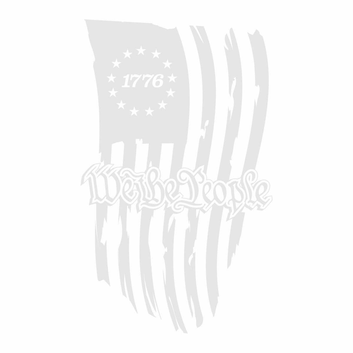 1776 Tattered Flag - We the People - PermaSticker - Free Shipping