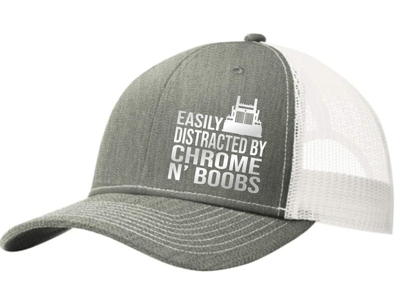 Easily Distracted by Chrome & Boobs Star Car Trucker Hat Free Shipping
