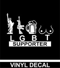 LGBT Supporter - Liberty, Guns, Beer, Titties - PermaSticker - Free Shipping