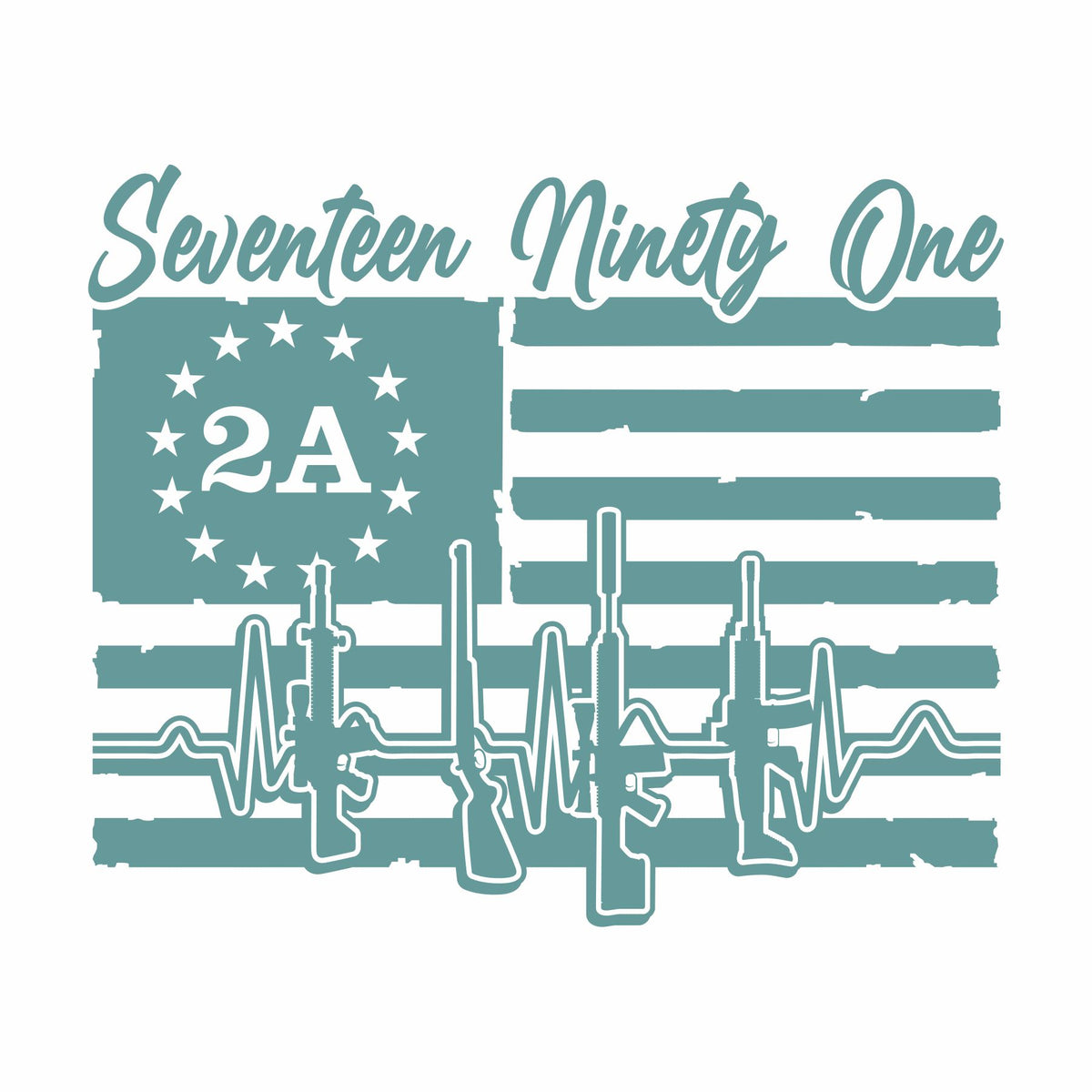 1791 - Seventeen Ninety One - 2A - American Flag - Vinyl Decal - Free Shipping