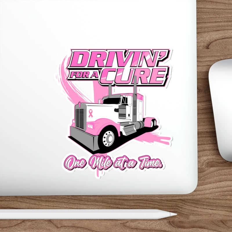 Breast Cancer - Drivin' For A Cure - Kenworth - UV Inks - Laminated - Die-Cut Decal