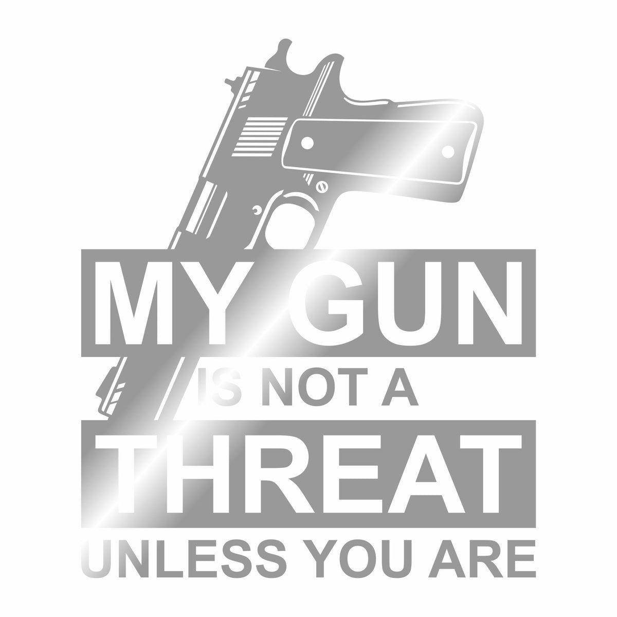 My Gun Is Not a Threat - Unless You Are - 9mm - Vinyl Decal - Free Shipping