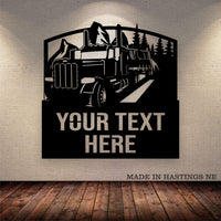 Flatbed Mountain Trees  - Your Text  - Metal Sign - Free Shipping
