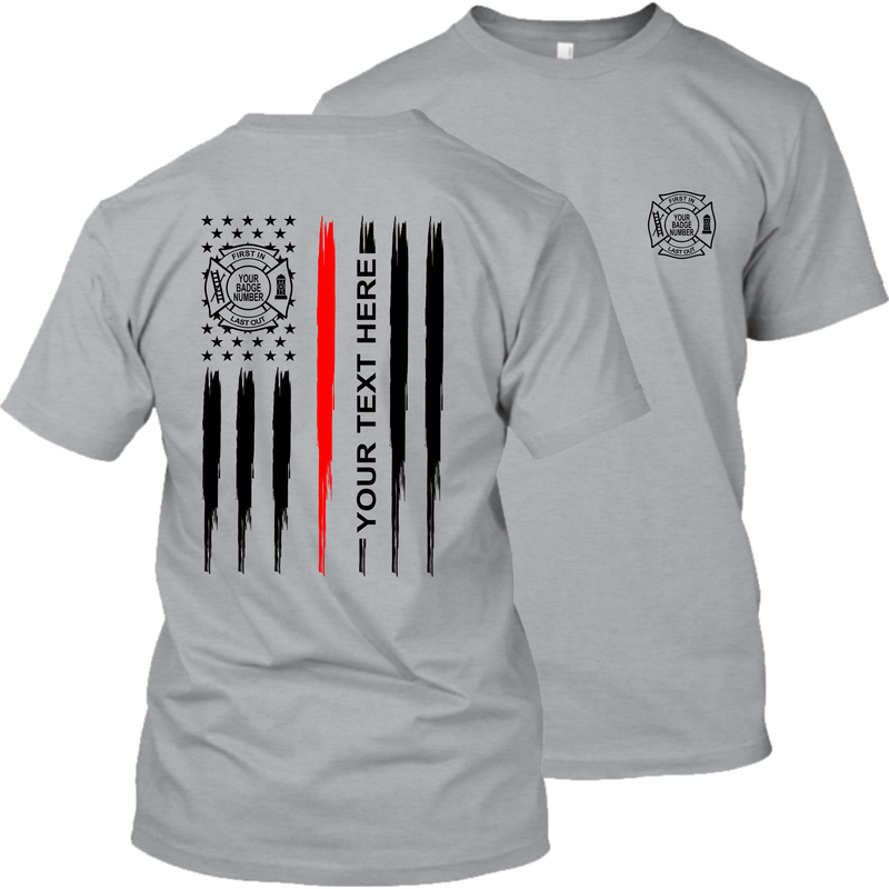 Fire Department - Tattered Thin Red Line - Your Text Here - Apparel - 2 Pack - Read the Description