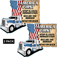 America First - Stop Illegal Immigration -  PermaSticker -  Kenworth  - UV Inks - Free Shipping -Install Video in Description