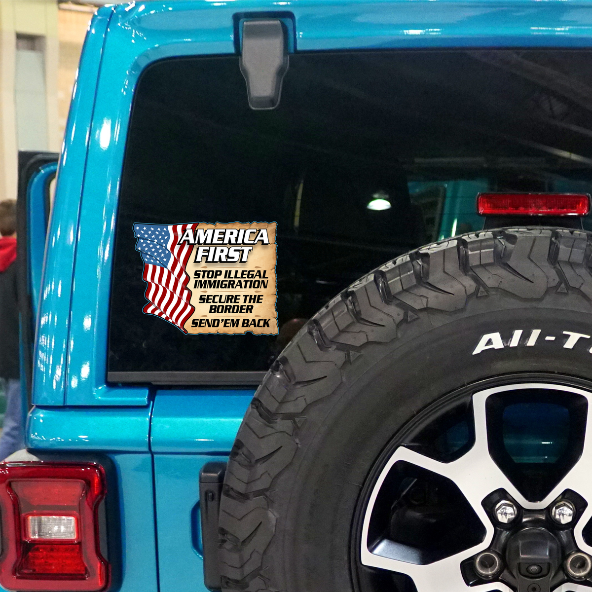America First - Stop Illegal Immigration -  PermaSticker -  UV Inks - Free Shipping -Install Video in Description