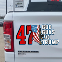 2 Pack - 47th - God Guns and Trump - PermaSticker - Free Shipping - Install Video in Description