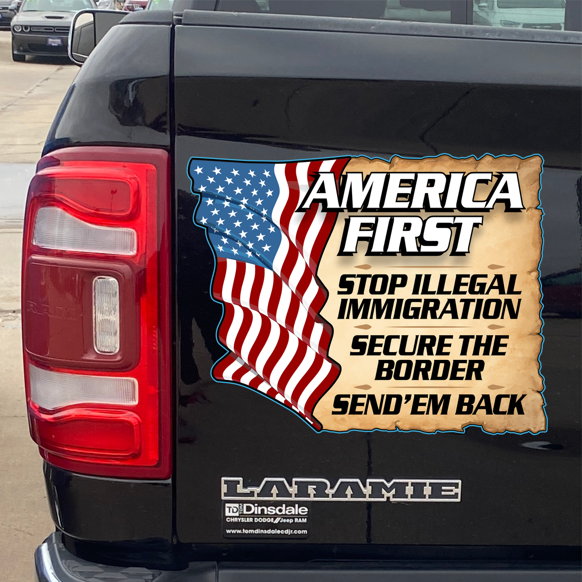 America First - Stop Illegal Immigration -  PermaSticker -  UV Inks - Free Shipping -Install Video in Description