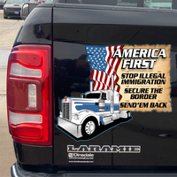 America First - Stop Illegal Immigration -  PermaSticker -  Kenworth  - UV Inks - Free Shipping -Install Video in Description