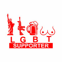 LGBT Supporter - Liberty, Guns, Beer, Titties - PermaSticker - Free Shipping
