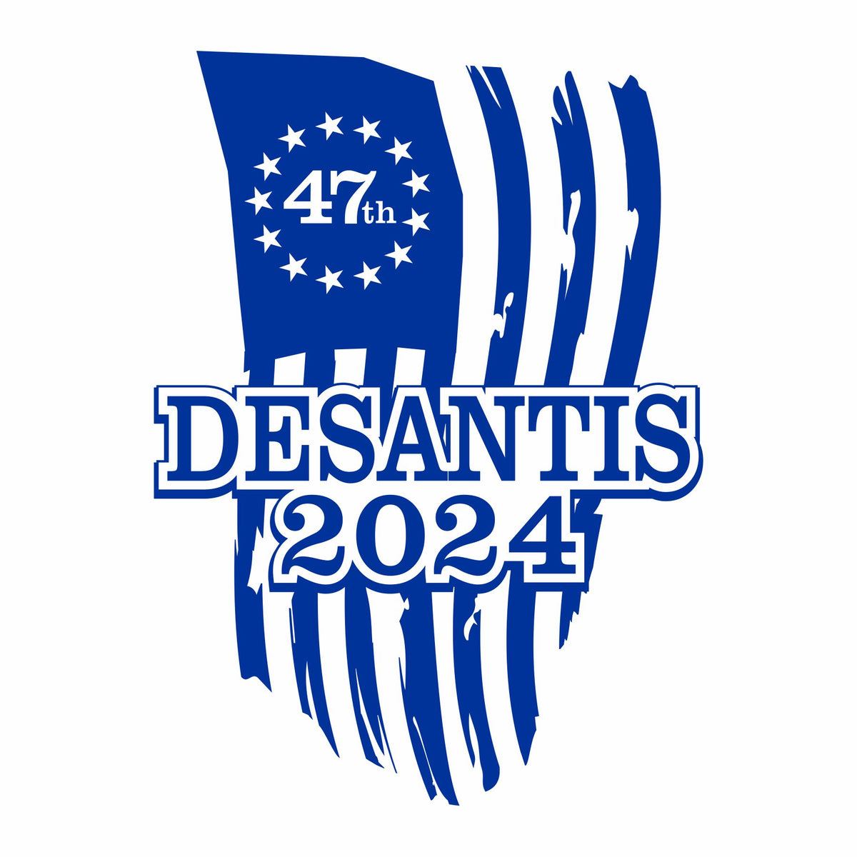 DeSantis 2024 Tattered Flag - 47th - Vinyl Decal - Free Shipping
