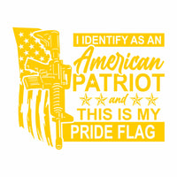I Identify as an American Patriot - Tattered Flag - Assault Rifle - Vinyl Decal - Free Shipping