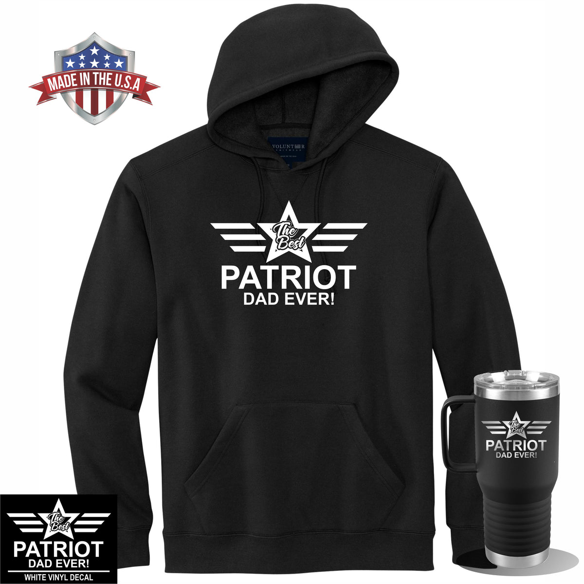 The Best Patriot Dad Ever - Combo Pack - Apparel - 8" Decal - 20oz Handle Tumbler