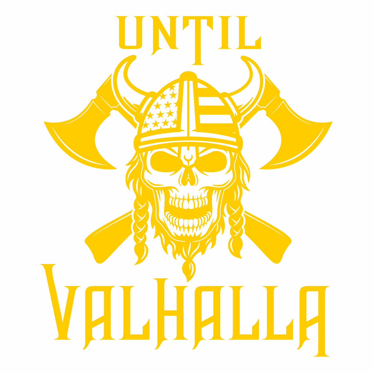 Unitl Valhalla - Viking Skull - American Flag - Vinyl Decal - Free Shipping