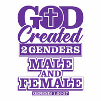 God Created 2 Genders - Vinyl Decal - Free Shipping