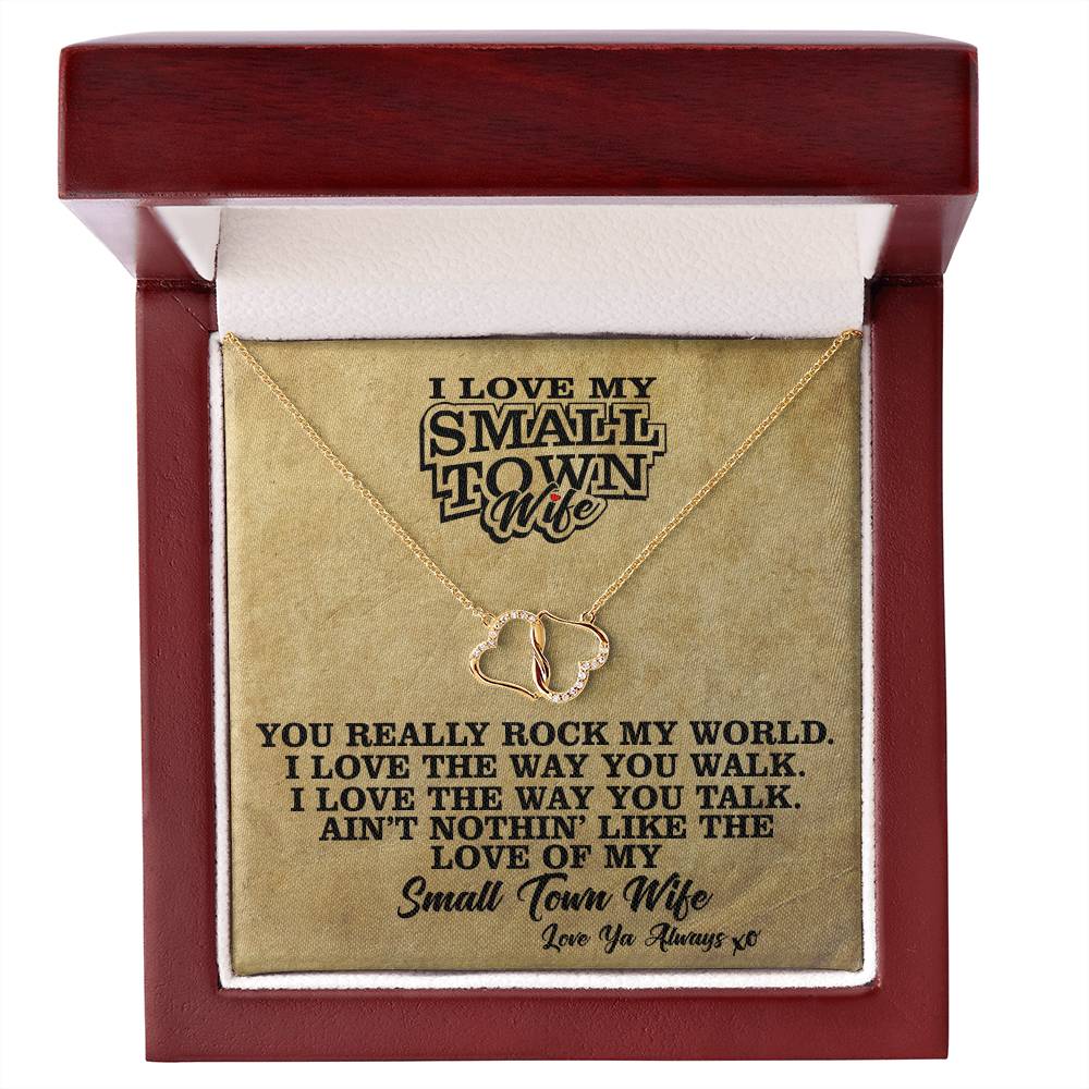 I Love my Small Town Wife - Everlasting Love - Solid 10k Gold w/ 18 Single Cut Diamonds - Free Shipping