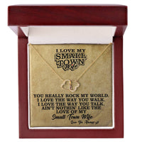 I Love my Small Town Wife - Everlasting Love - Solid 10k Gold w/ 18 Single Cut Diamonds - Free Shipping