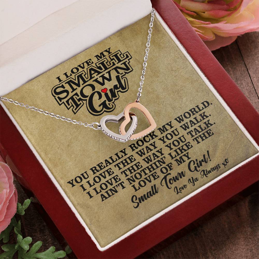 I Love My Small Town Girl - Interlocking Hearts Necklace - Free Shipping