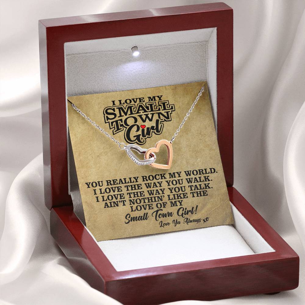 I Love My Small Town Girl - Interlocking Hearts Necklace - Free Shipping