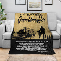 To My Amazing Granddaughter Blanket - Love Grandpa - Log Hauler - Peterbilt
