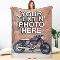 Motorcycle Your Photo & Text - Fleece or Sherpa Blanket