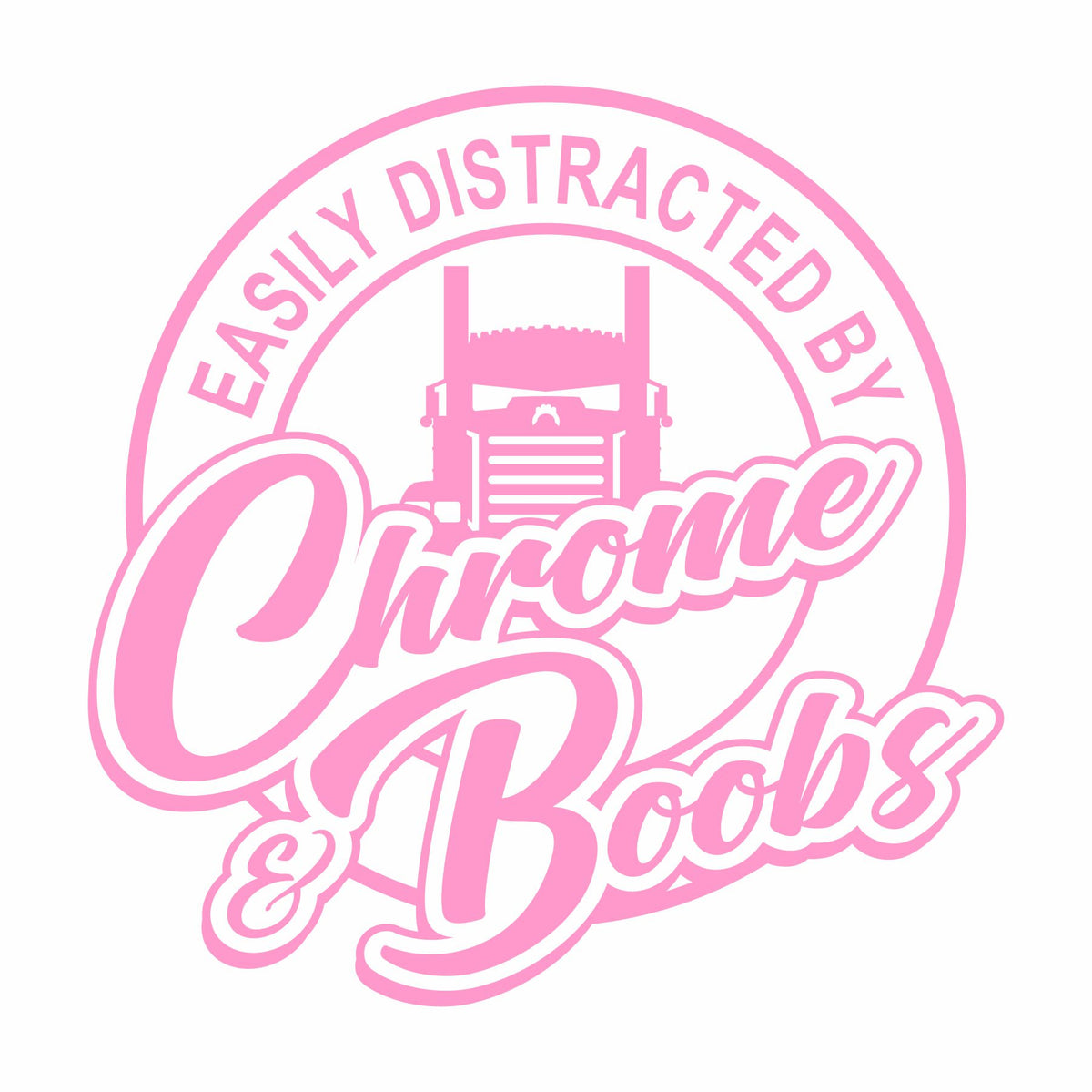 Easily Distracted by Chrome & Boobs - KW - Vinyl Decal - Free Shipping