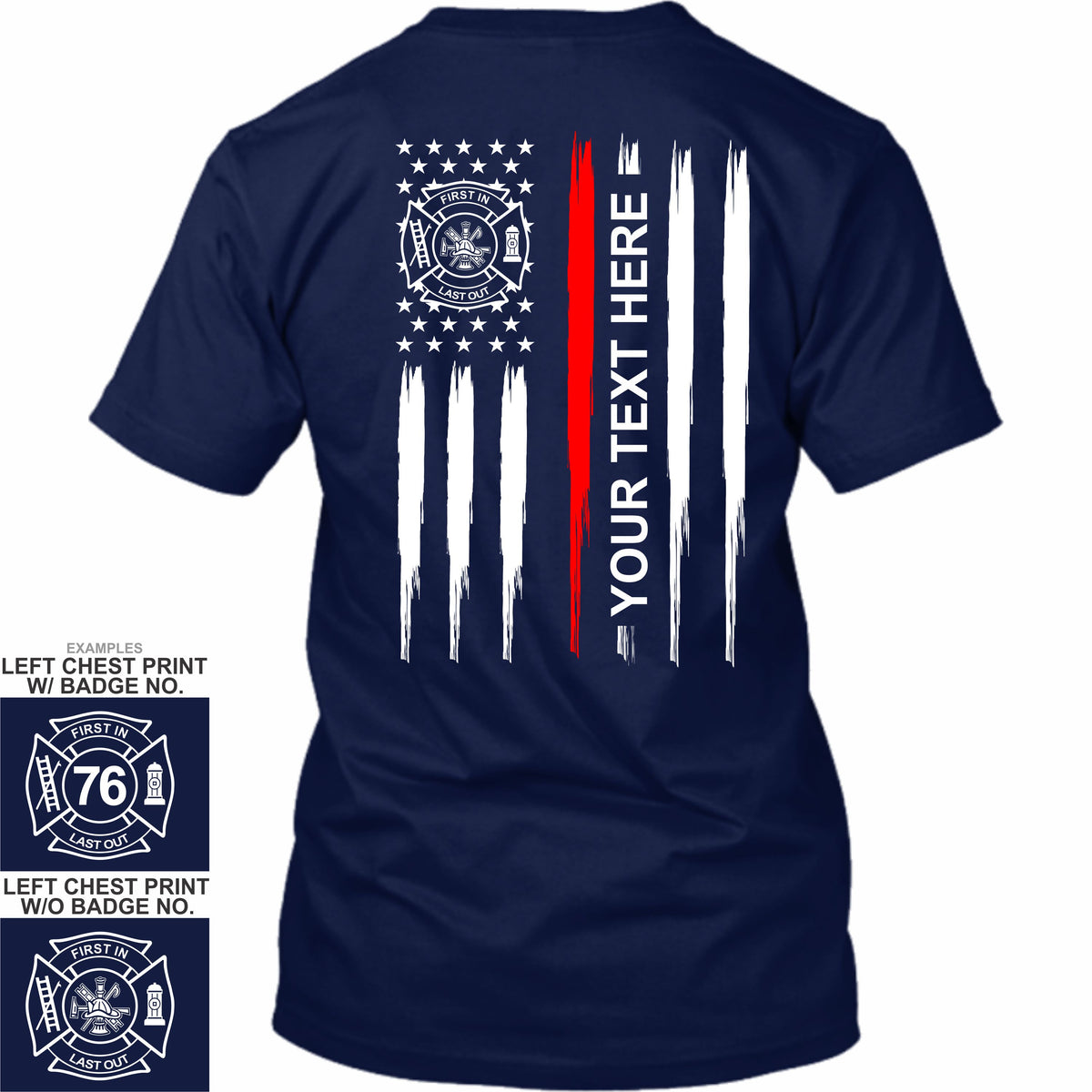 Tattered American Flag - Thin Red Line - Fire Department - Your Text Here