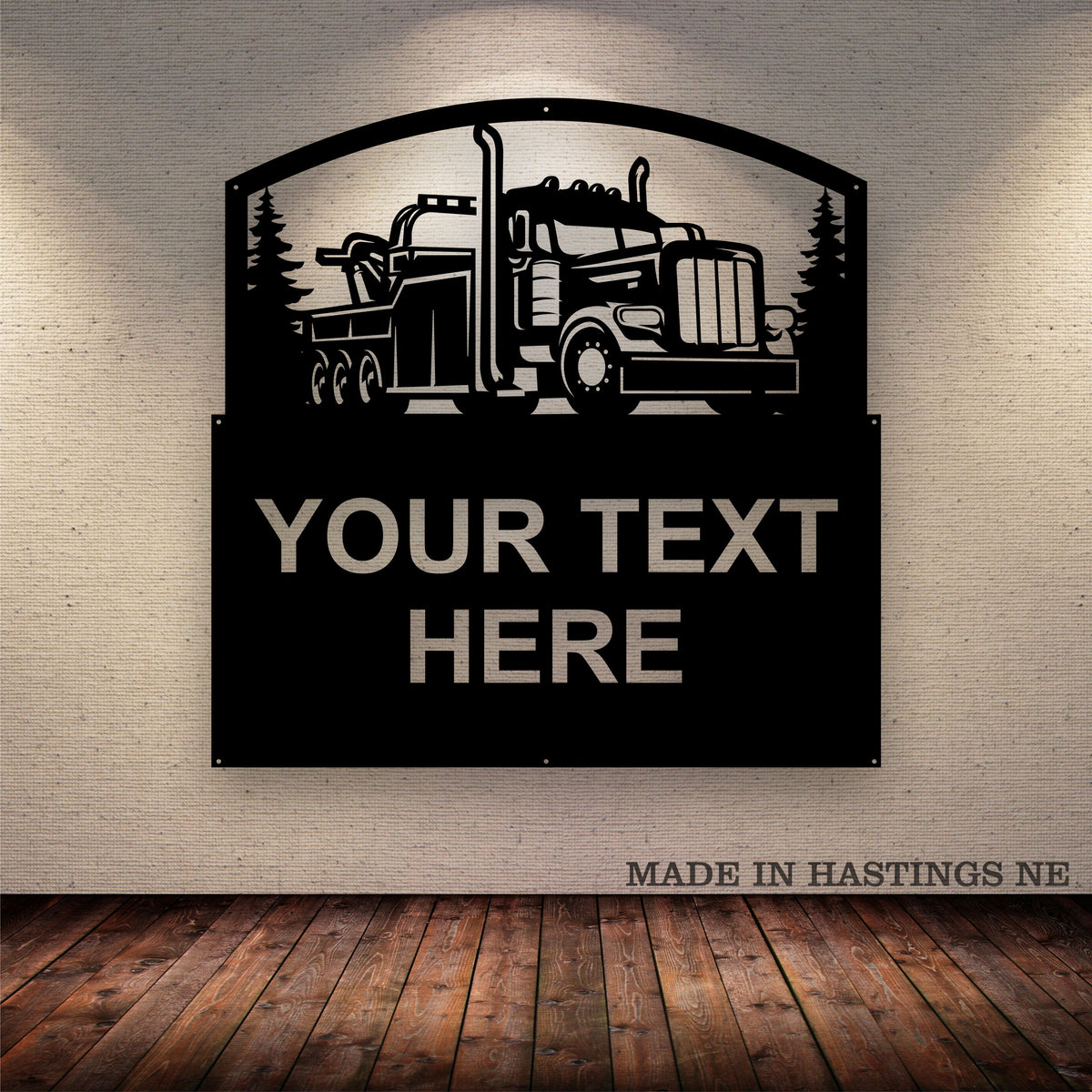 Wrecker Tow Truck - Side Angle - Your Text - Metal Sign- Free Shipping