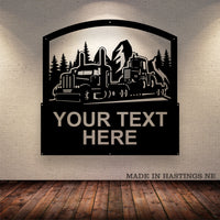 Lowboy - Peterbilt - Mountains - Your Text - Metal Sign - Free Shipping