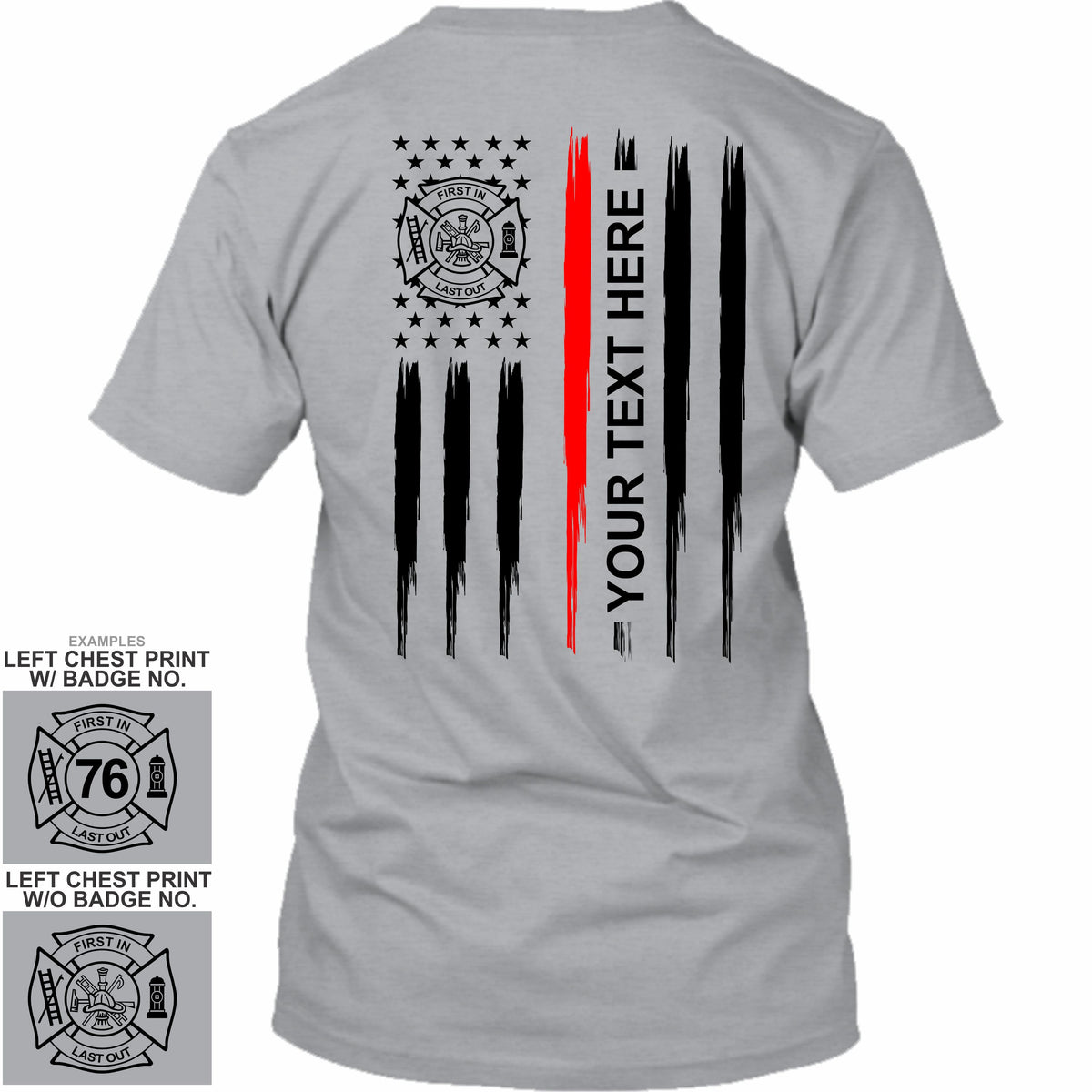 Tattered American Flag - Thin Red Line - Fire Department - Your Text Here