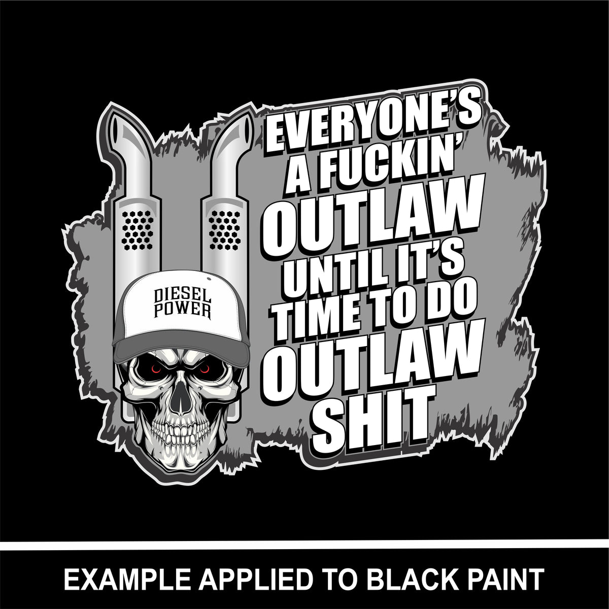 Everyone's A Fucking Outlaw - Full Color Vinyl Decal - 8"w x 6.69"h Free Shipping