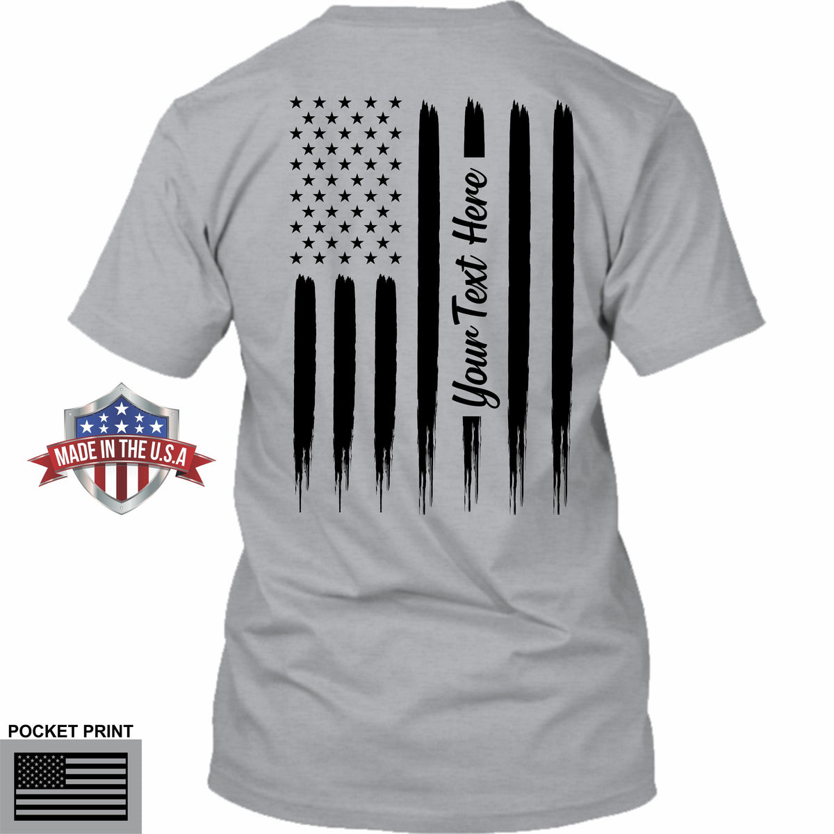 Tall Size - Tattered American Flag - Your Text Here