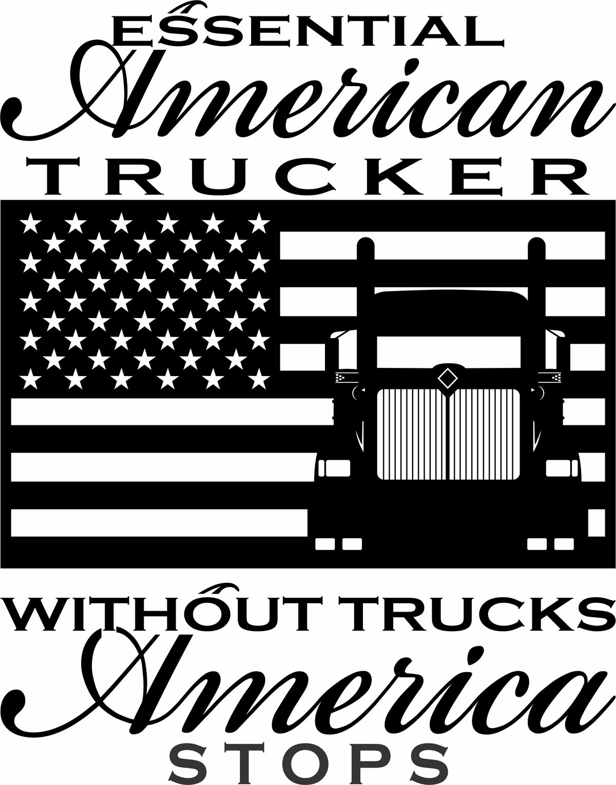 Essential American Trucker 9900 Vinyl Decal Free Shipping