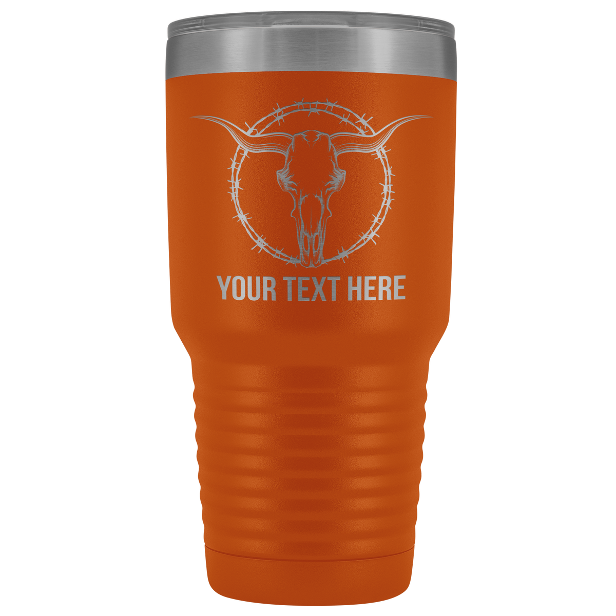 Bull Skull Barb Wire Your Text Here Tumbler Free Shipping