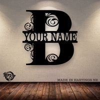 Split Letter Monogram - Metal Sign - Your Name or Text - Free Shipping