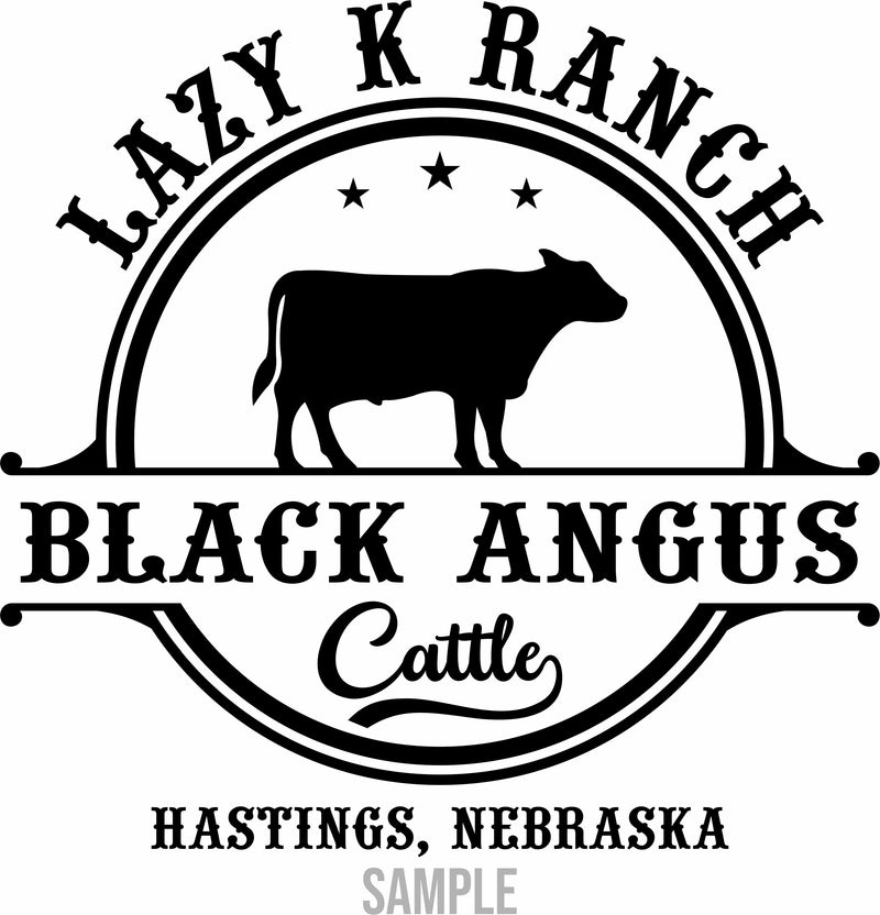 Black Angus Your Text Here Vinyl Decal Free Shipping