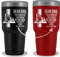 Dear Dad Excavator - Your Name(s) Here - Free Shipping
