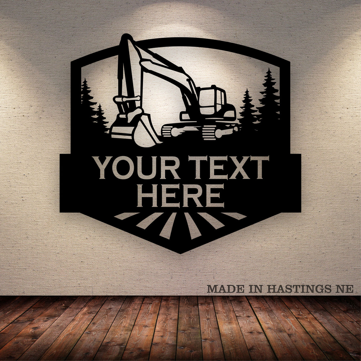 Excavator Trees  Arch Your Text Here Metal Wall Art Free Shipping