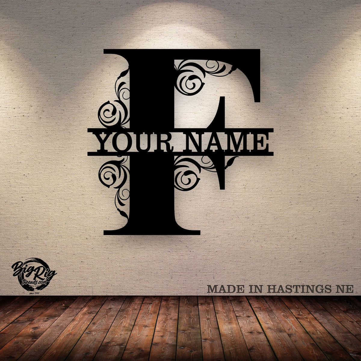 Split Letter Monogram - Metal Sign - Your Name or Text - Free Shipping