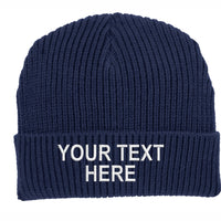4 PACK- Chunky Rib Knit Heavyweight Beanie - Your Text Here - Free Shipping