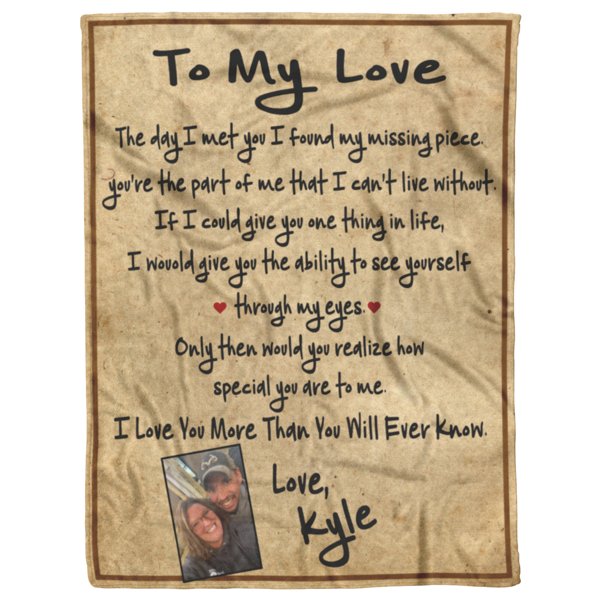 To My Love Valentines Day Blanket Kyle