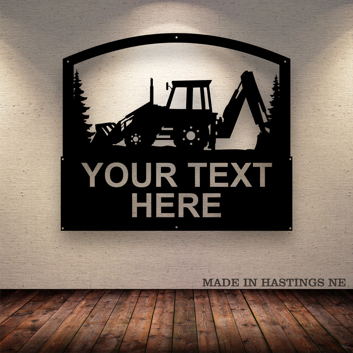 Backhoe Your Text Here Metal Wall Art Free Shipping