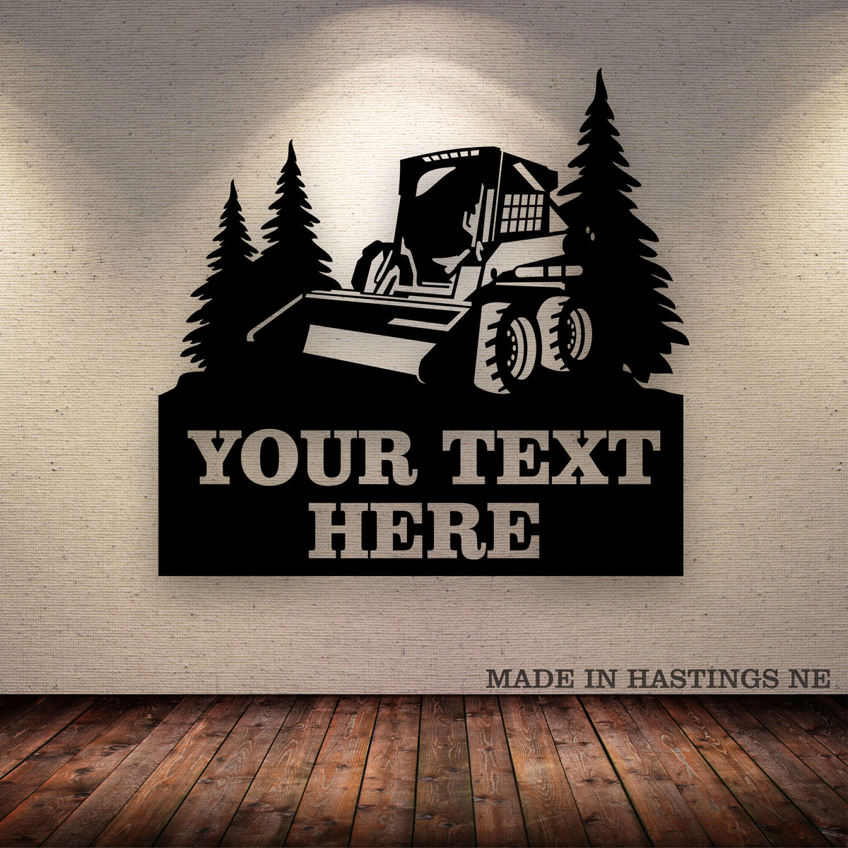 Skid Loader Bobcat Trees Your Text Here Metal Wall Art Free Shipping