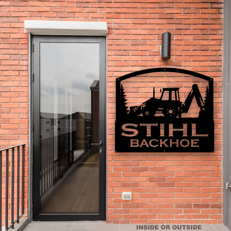Backhoe Your Text Here Metal Wall Art Free Shipping