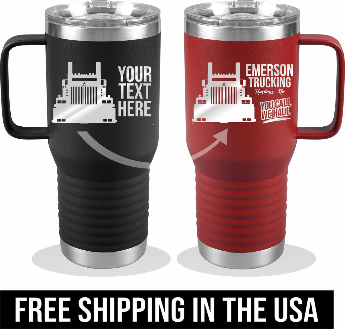 Western Star Your Text Here 20oz Handle Tumbler Free Shipping