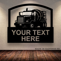 Concrete Mixer Truck - Your Text - Metal Sign - Free Shipping